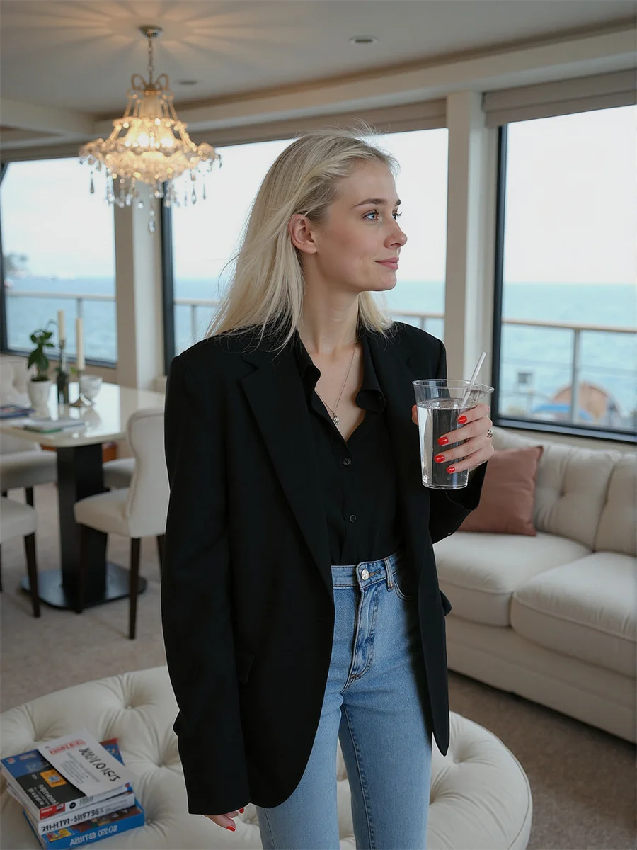 Blazer blanco para mujer, ropa de otoño para mujer, rayas, acolchado, ante curvo, asimétrico, fruncido, café, terciopelo azul marino, regalo, gris, juvenil