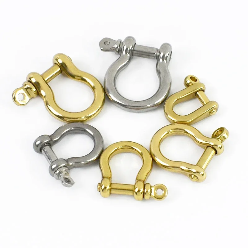 2/5 Stück 6-10mm Hufeisen-D-Ring aus Messing und Stahl, abnehmbarer Schraubschäkel für Kette, Drahtseil, Paracord, Schlüsselanhänger, DIY-Verbinder, Hardware – Detail 4