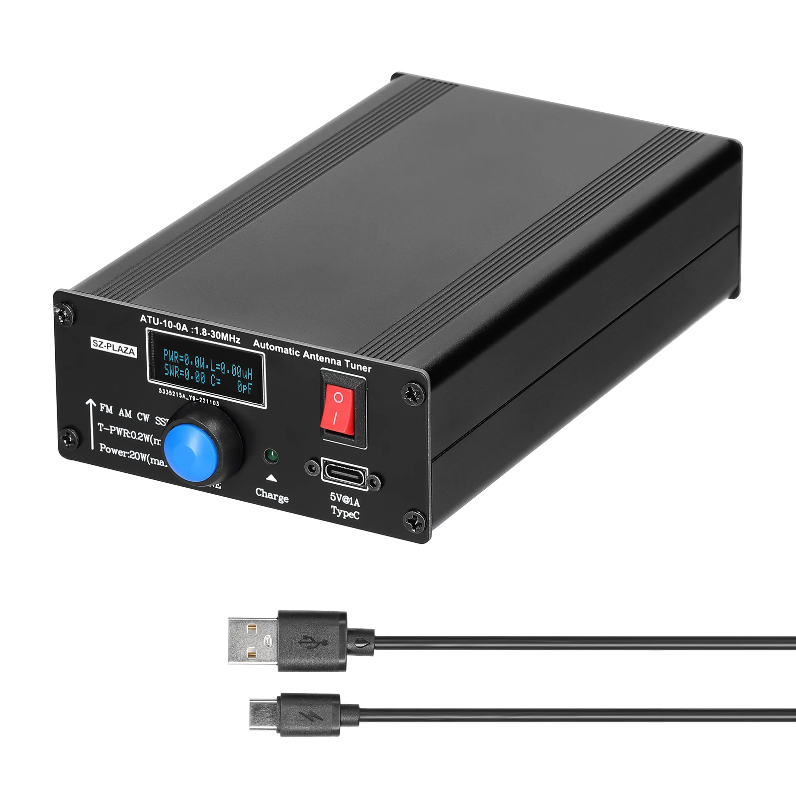 20 Вт ATU-10-0A Коротковолновый автоматический антенный тюнер 1,8-30 МГц Корпус из алюминиевого сплава Коротковолновый измеритель мощности Измеритель стоячих волн