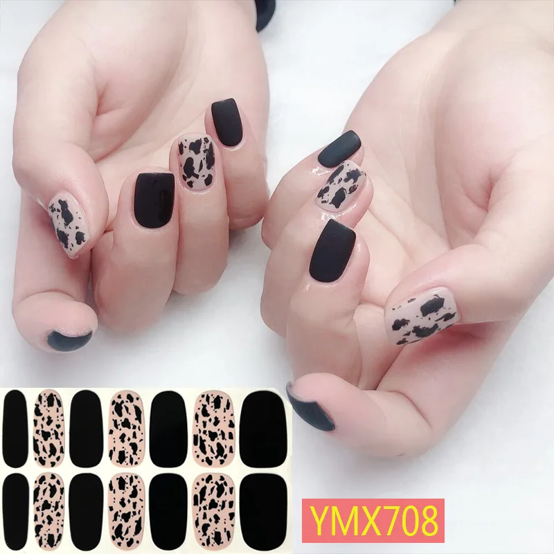 Baking Free Leopard Print Pattern Full Cover Nail Stickers Nail Polish Nail Decoration Self Adhesive Decals Sliders Manicuring