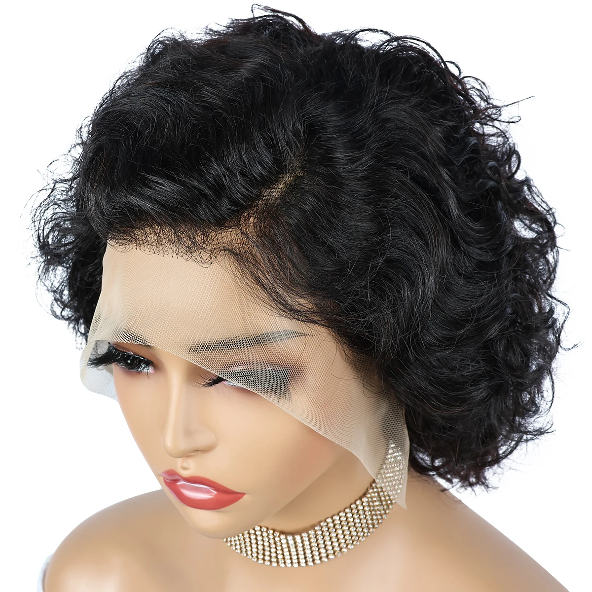 Miss Rola Short Curly Lace Front Wigs Brazilian Water Wave 13x4 Lace Front Human Hair Wigs Remy  Pixie Cut Lace Frontal Wigs