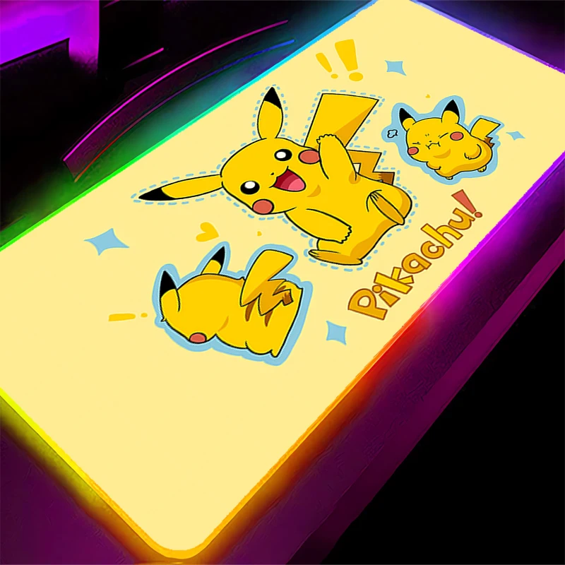 

Kawaii RGB Mouse Pad gaming accessories PC computer keyboard gamer Pokemon Pikachu Designed specifically Backlight LED mousepad