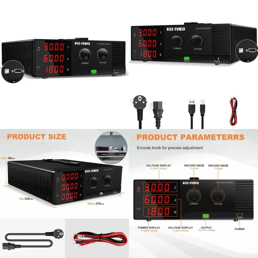 Hot Sale KUAIQU R-SPS3060-232 High Precision 30V 60A Laboratory DC Power Supply Adjustable Voltage Protector Symmetric Dc