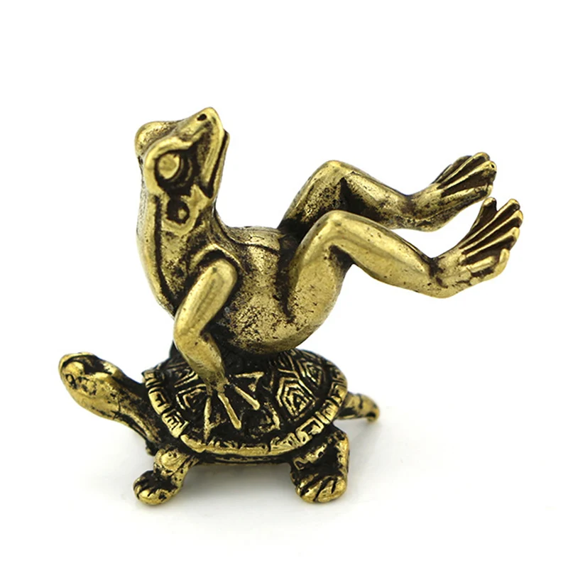 1X  Brass Frog Turtle Incense Burner Animal Ornaments Small Statue Sculpture Figurine Miniature Home Office Desk Decor