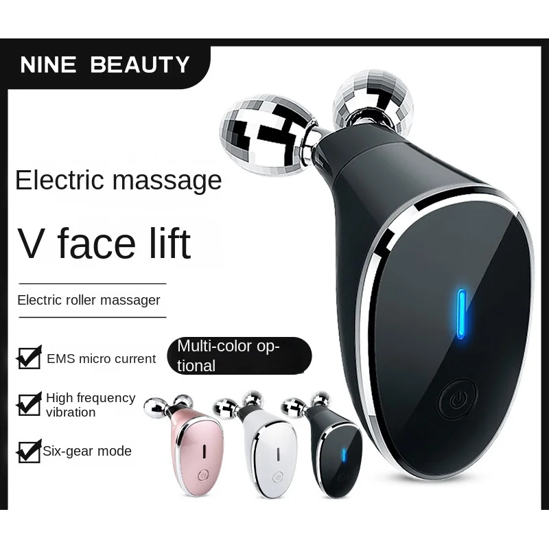 

High Frequency Electric Double Ball Roller Faial Massage Device Roller Inductive Therapeutical Instrument EMS Micro Current Lift