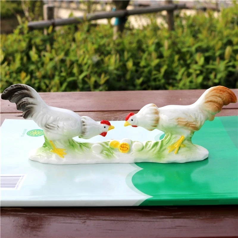 Porcelain Cockfight Miniature Decorative Ceramics Game Rooster Figurine Souvenir Gift and Craft Ornament Accessories