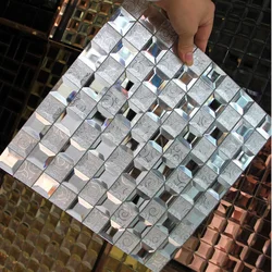 1 pz 3D Glossy Diamond Mirror Crystal Glass Mosaic Tiles Showroom KTV Wall Decor Tile Home Office Backsplash Decor Wall Stickers