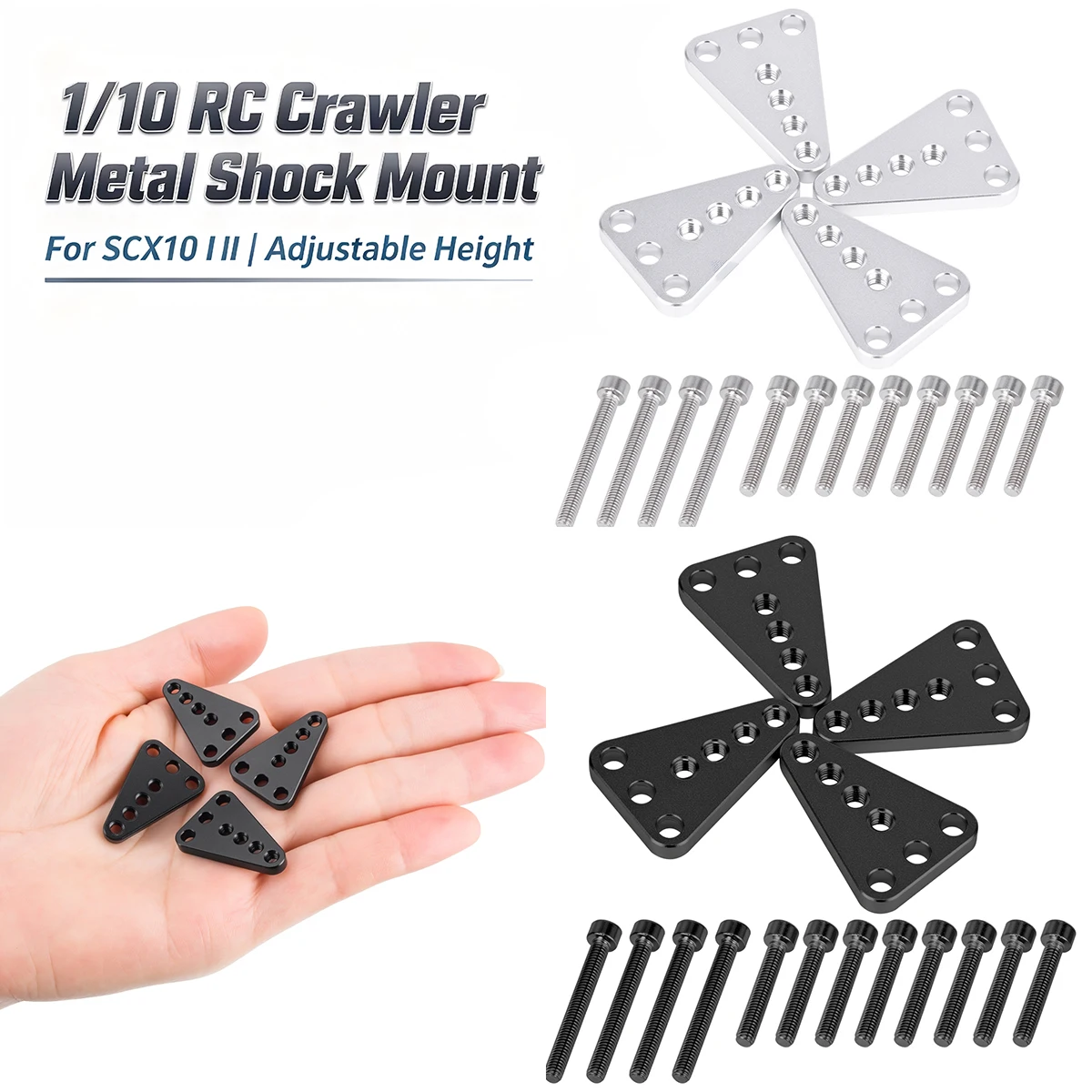 1/10 RC Crawler Metal Shock Mount Adjustable Height Bracket for SCX10 I II Upgrade Parts