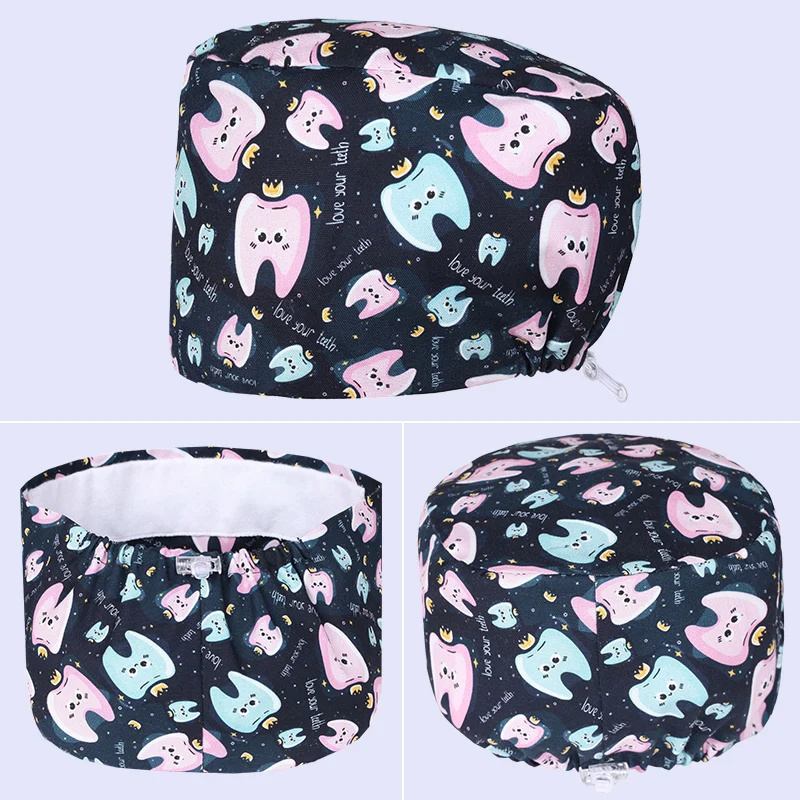 

Tooth Pattern Printed Surgical Caps Cotton Pet Hospital Work Hats High Quality Dentist Nursing Hats Soft Medical Scrub Caps K981