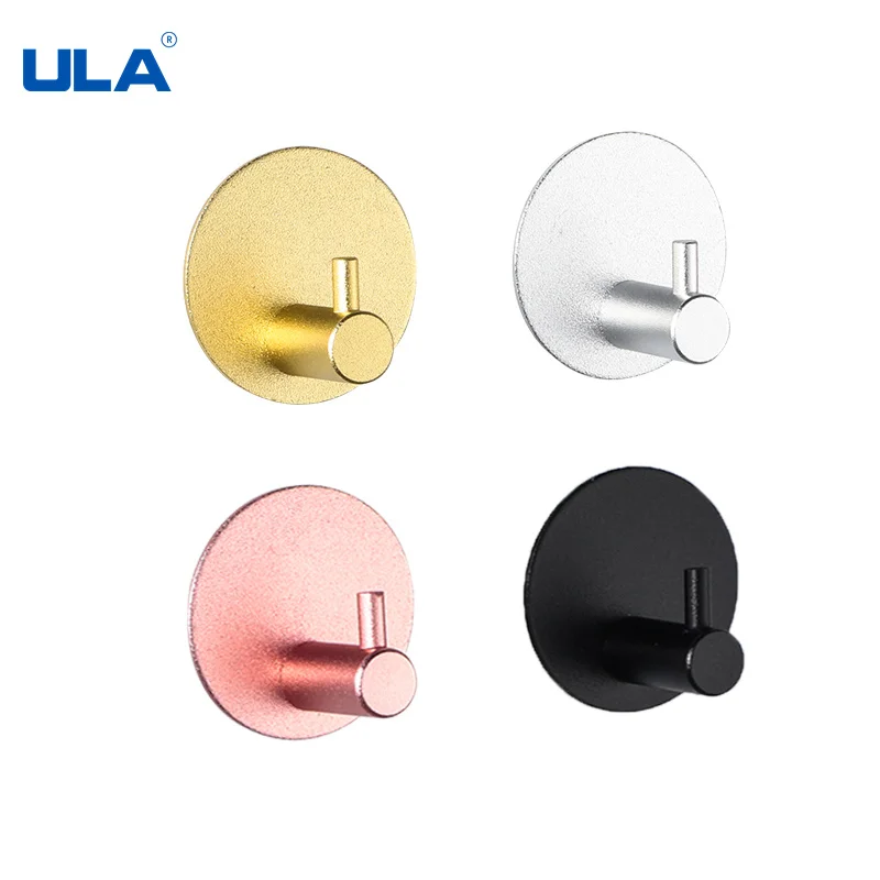 ULA Corlorful Wall Hooks Black Gold Robe Hook Wall Hook Towel Hook for Bathroom Rustproof Hook Hanger Kitchen Self Adhesive