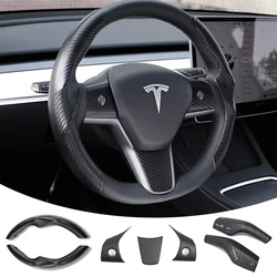 Per Tesla Model 3 Y 2017 - 2023 coprivolante per auto copertura del telaio adesivo cambio Paddle Shifter manubrio leva del cambio copertura 2024