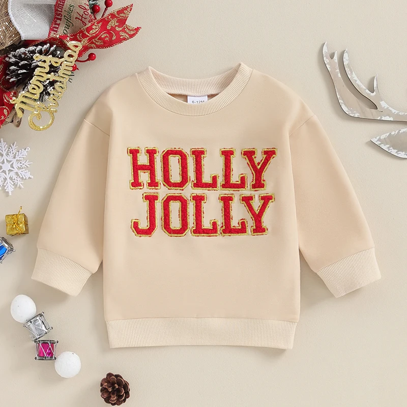 

Infant Holiday Sweaters Adorable Alphabet Stitching Cozy Jumper Kids Festive Knitwear Warm Xmas Outfits for Children