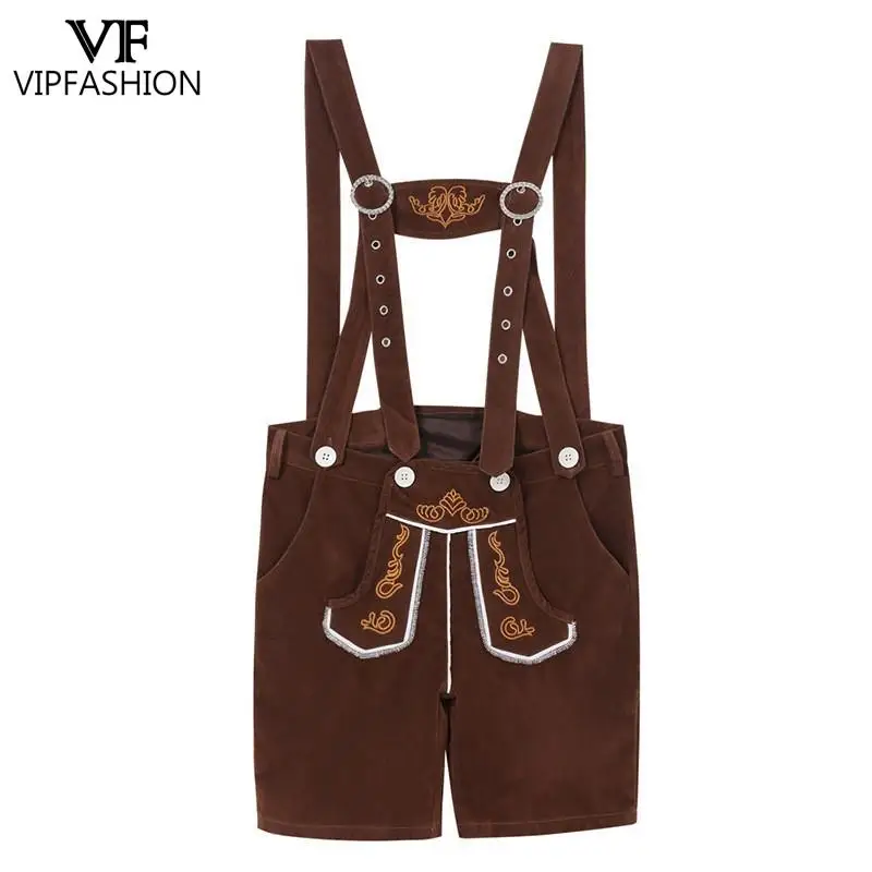 VIP 패션 독일 옥토버 페스트 의상 복장 바이에른 Lederhosen 남성용 멜빵 브라운 블랙 조절 가능한 중간 길이 반바지