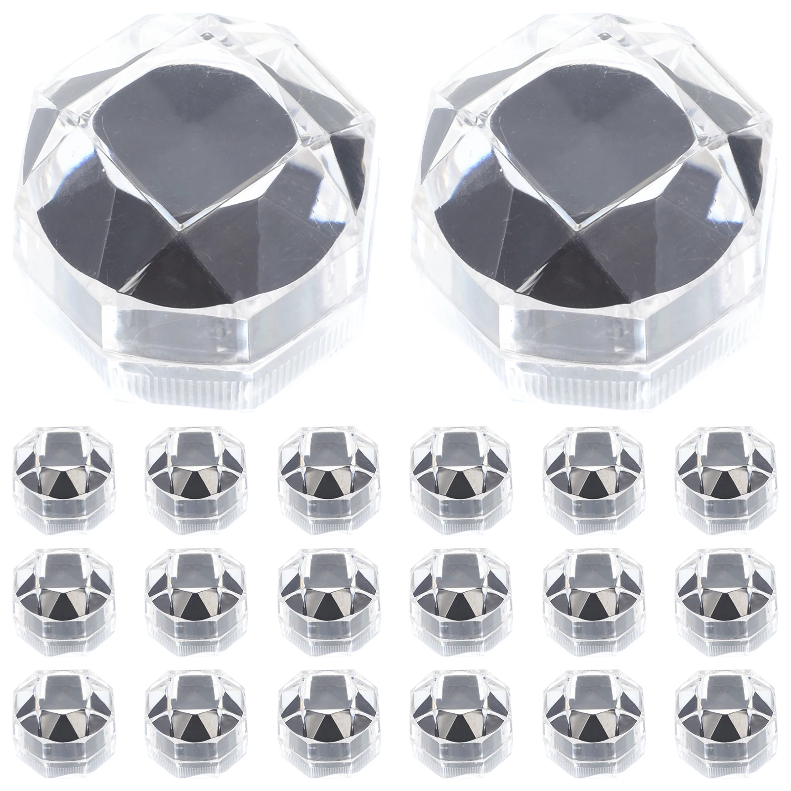 

20pcs Clear Ring Box For Wedding Ring Storage Case Lid Portable Jewelry Gift Box Engagement Party Holder Decor Supply