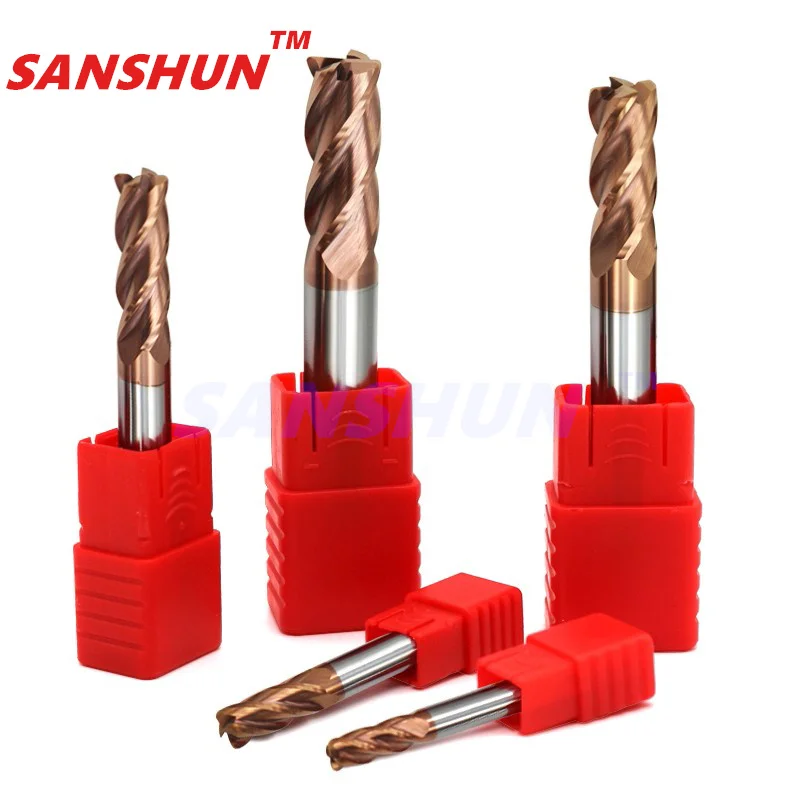 Milling Cutter Alloy Coating Tungsten Steel Tool Cnc 4 blades Maching Hrc55 Endmill Top Milling Cutter Kit Milling Machine Tools