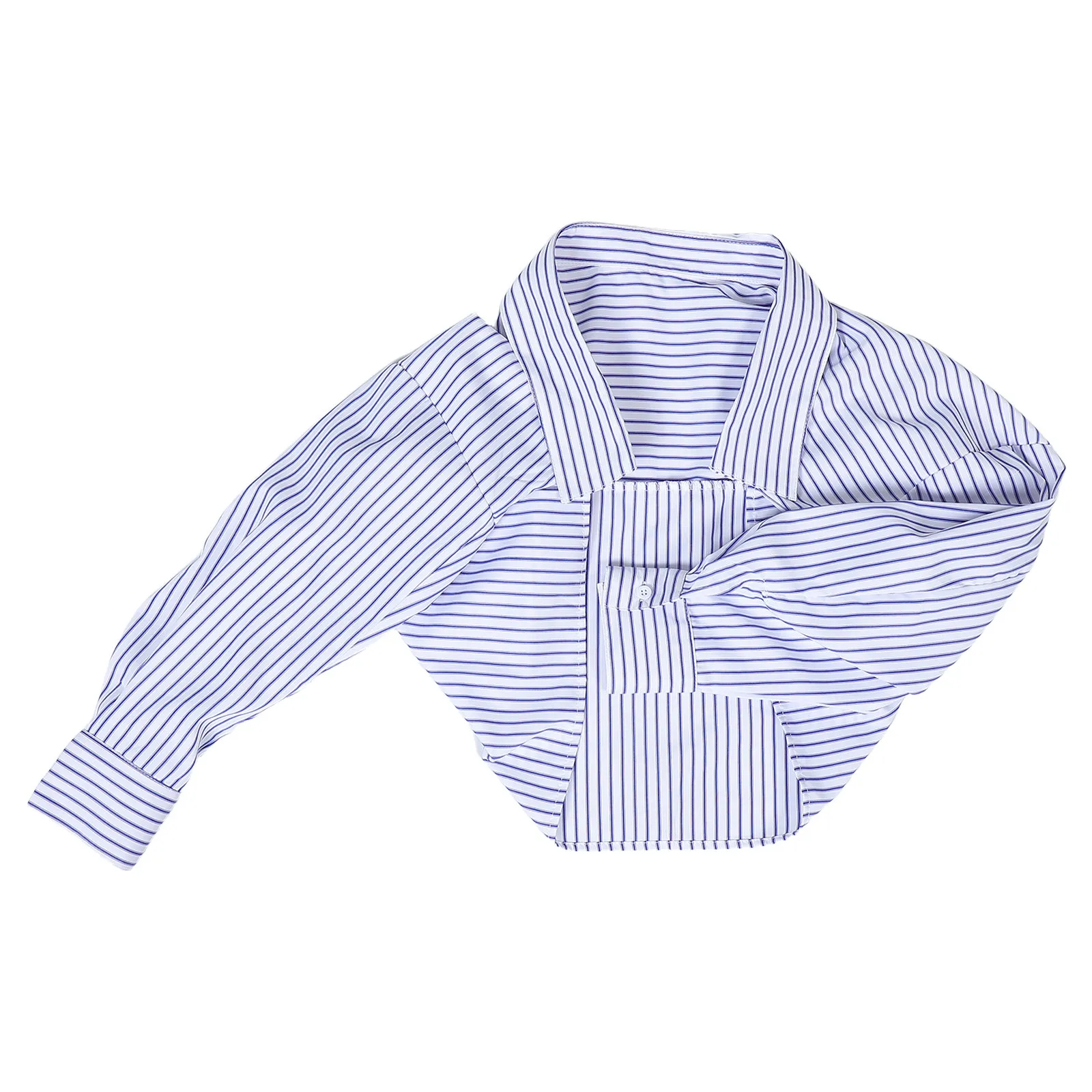 

Синий полосатый кардиган для женщин: рубашка-блузка с открытым передом, длинными рукавами, летняя, легкая, повседневная, модная, укороченная