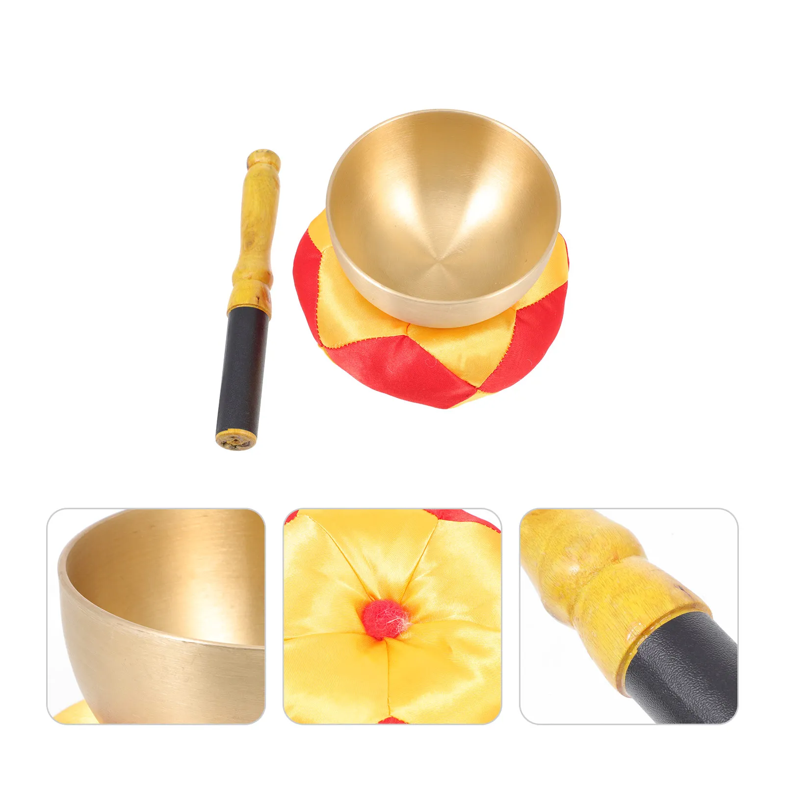 

1 Set Singing Meditation Healing Instrument Yoga Bowl Mallet Set Copper Wood Cotton Materials Light Portable Yoga Studio Bedroom
