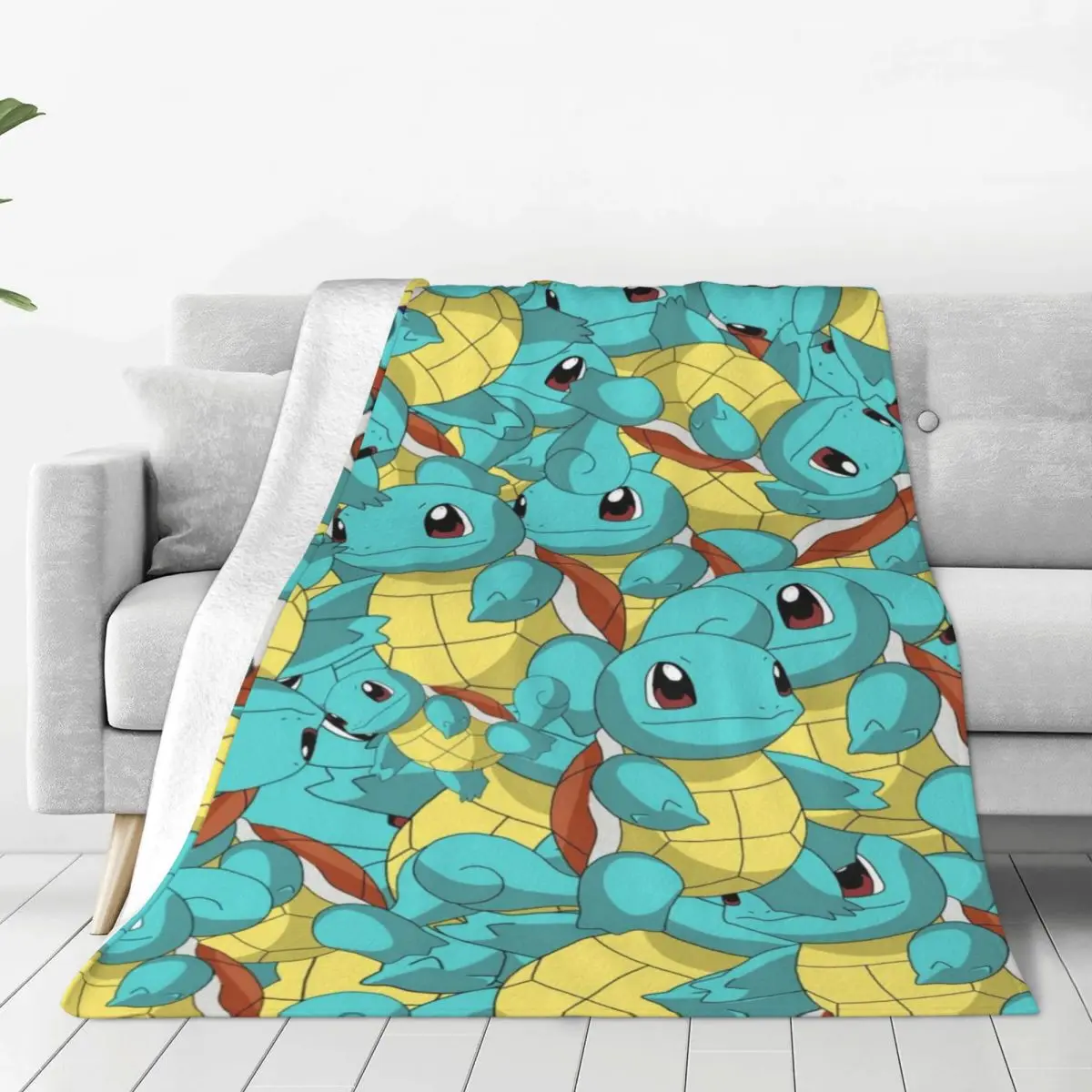 

Custom Ultra-Soft Fleece Squirtles Cartoon Throw Blanket Warm Flannel Blankets for Bed Travel Sofa Quilt