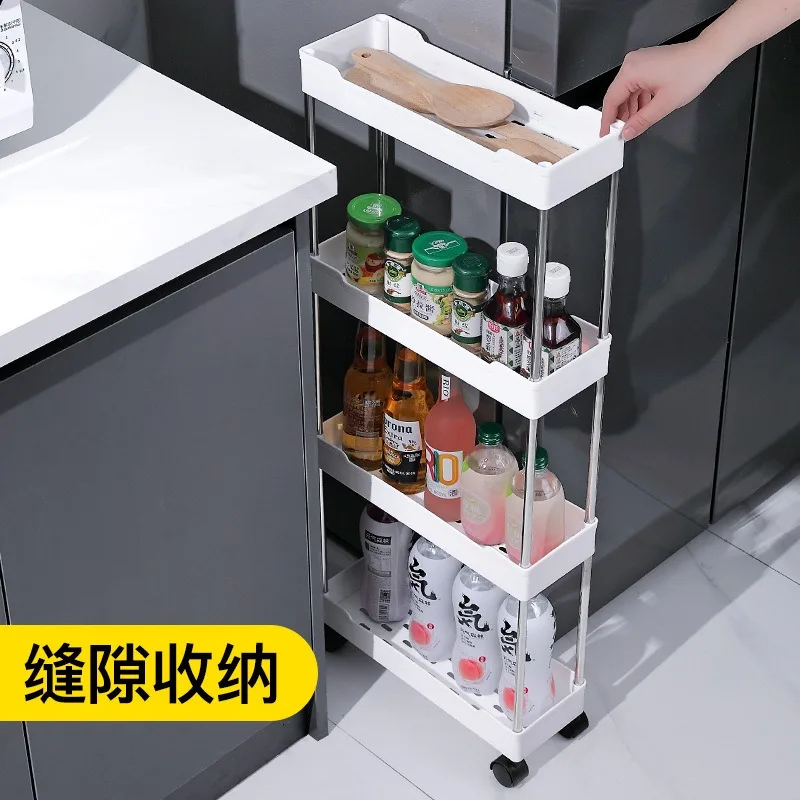 Kitchen storage rack - multi-level floor-standing movable household trolley for snacks, vegetable storage and storage rack