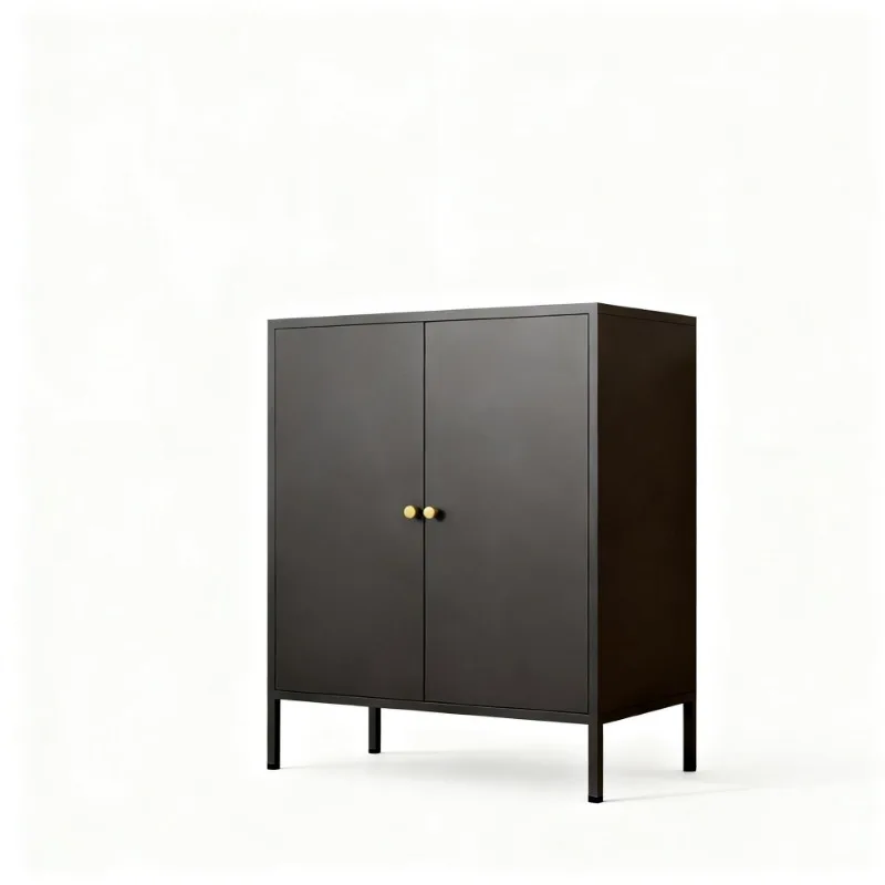 Iron Sideboard Storage Cabinet, Glass Door Multi-Functional High Leg Balcony Cabinet for Home