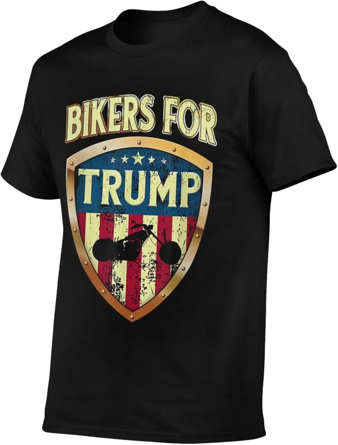 Bikers for TRU-M-P Flag Interesting Adult Short-Sleeve Crewneck Cotton T-Shirt Men's