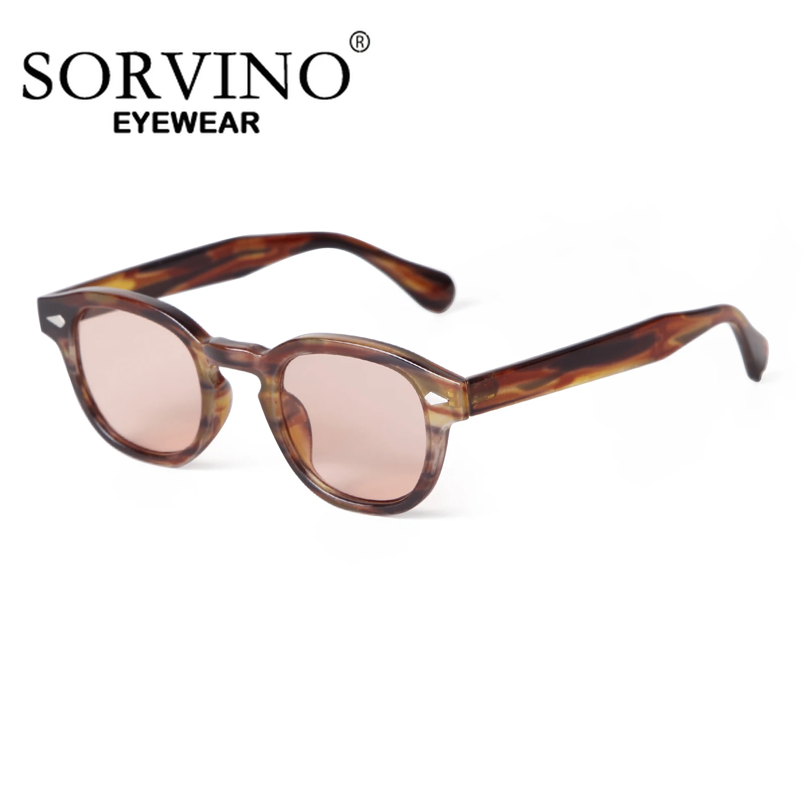 SORVINO 2025 Round Retro Rivet Tortoiseshell Sunglasses Women Men Brand Design Vintage Leopard Blue Len Square Sun Glasses UV400