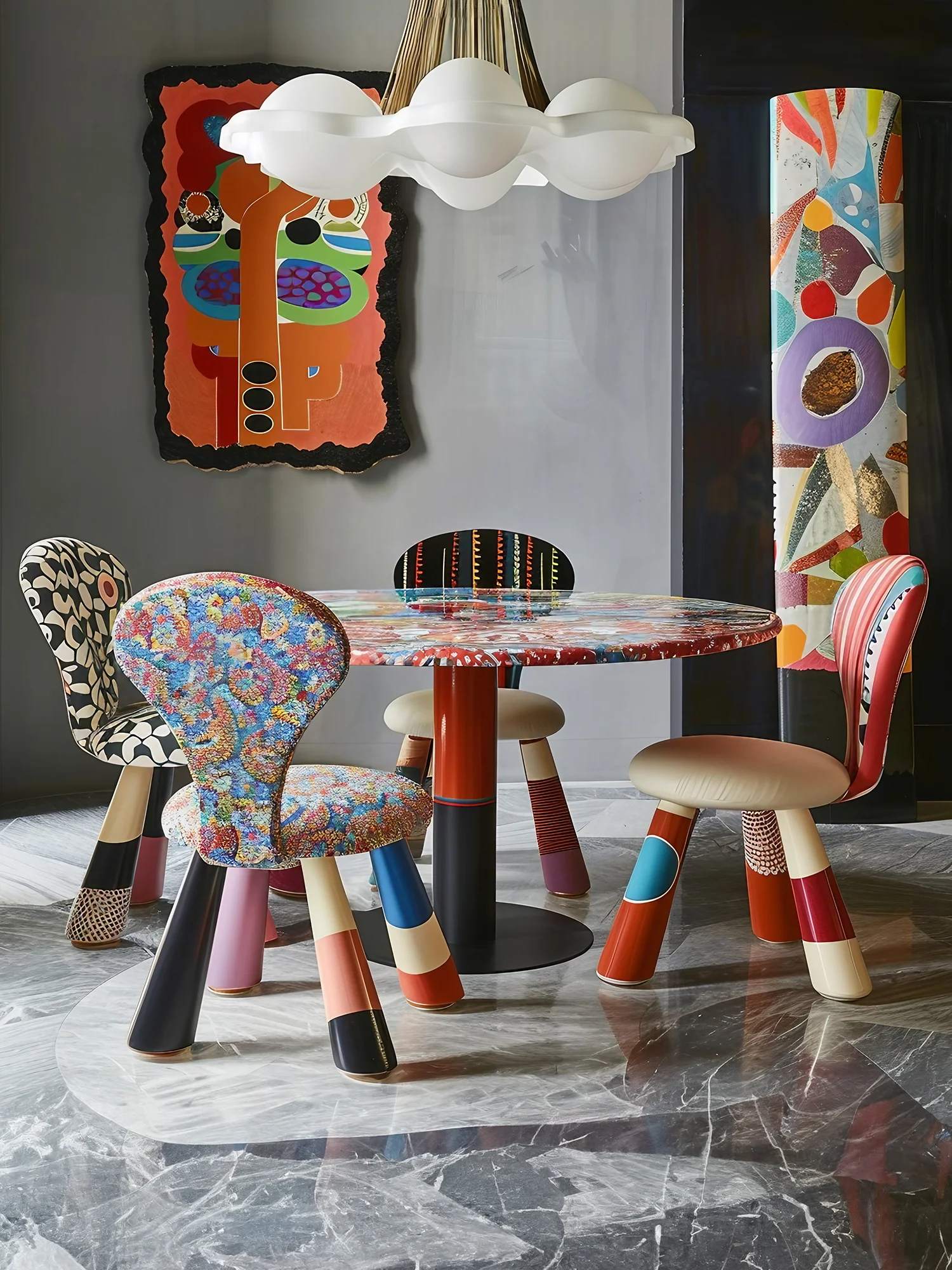 Tavolo da pranzo artistico Sedia da pranzo Dopamina Mobili creativi Padiglione internazionale