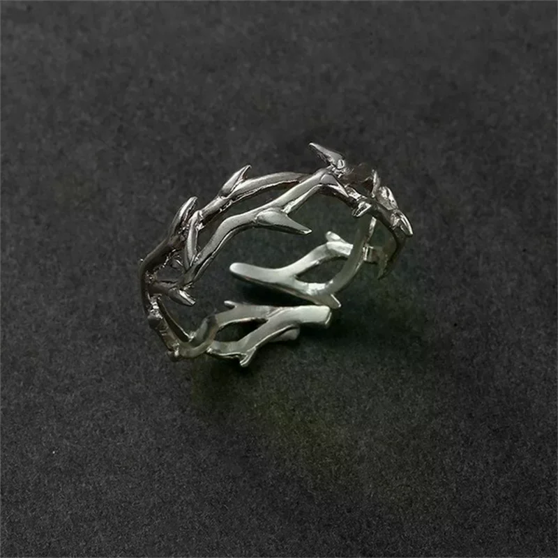 Vintage Goth Thorns Couple Rings For Men Women Irregularity Opening Vine Punk Ring Party Jewelry Gifts Accessories
