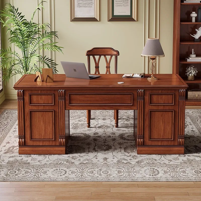 

American solid wood desk study desktop computer desk home office table and chair combination size apartment r