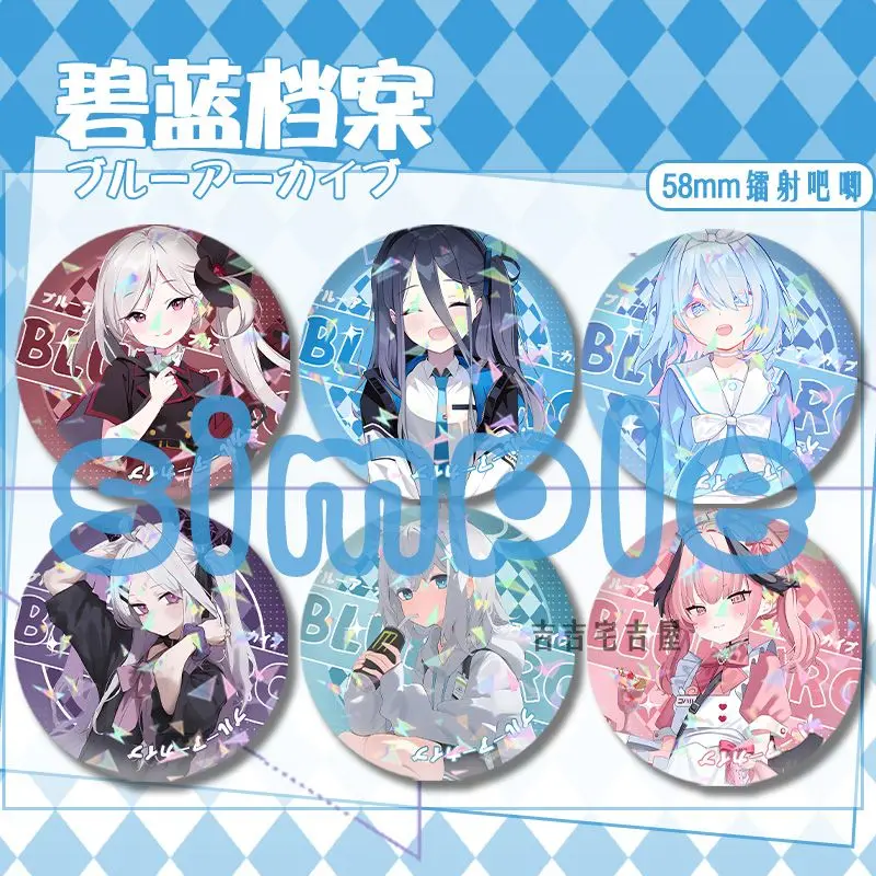 Asuma Toki Blue Archive Tendou Arisu Amau Ako Sorasaki Hina Cosplay Student Bag Button Clothes Badge Laser Gypsophila Pin Brooch