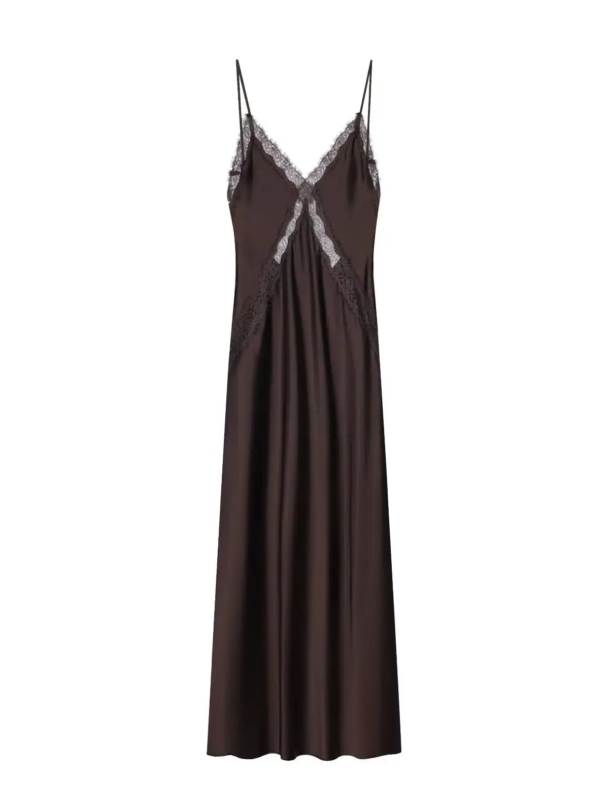 ชุดเดรสสายเดี่ยวผ้าซาตินไหมลูกไม้สไตล์ยุโรปสำหรับผู้หญิงปี 2026 ดีไซน์หรูหรา วินเทจ เซ็กซี่ เปิดหลัง ยาว เหมาะสำหรับงานเลี้ยงตอนเย็น