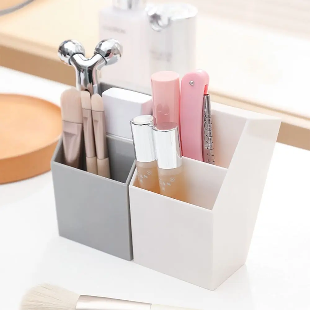 Porte-stylo de bureau multifonctionnel, grande capacité, double couche, boîte de rangement pour pinceaux de maquillage, plastique coréen, évaluation de bureau