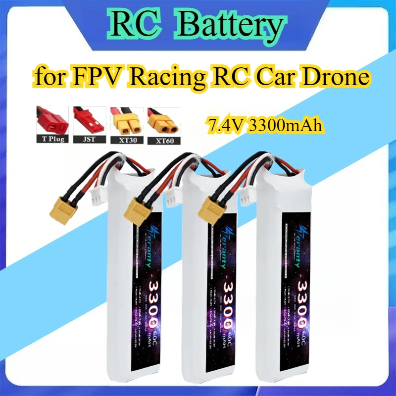 High Performance Lipo Battery 2S 7.4V 3300mAh 60C 6S 22.2V 5200mAh 60C Softcase XT60 XT90 for FPV Racing RC Car Drone