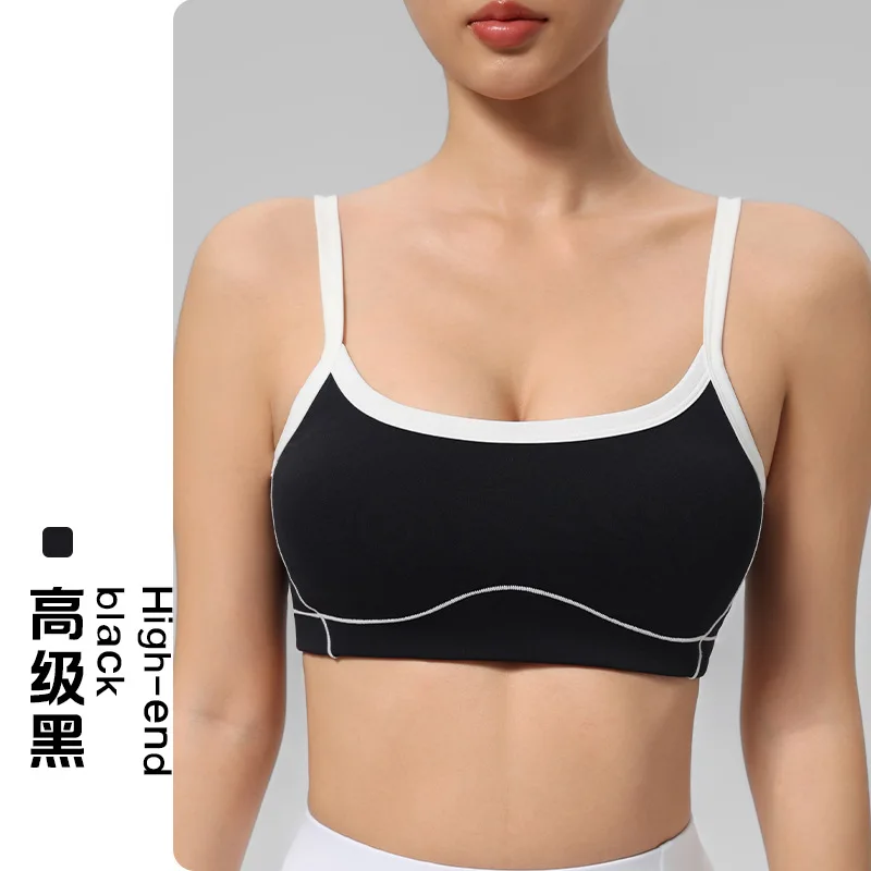 THRUM Women Racerback Sports Bra with Built-in Padded Cups Naked Feel Push Up Workout Tank Top Outerwear Sling Yoga Vest