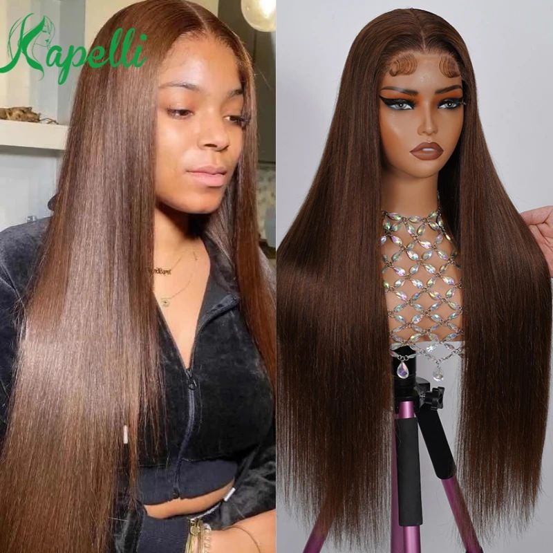 

Brown Straight 5x5 Lace Front Human Hair Wigs Chocolate Brown Lace Frontal Wig Colored Lace Front Wigs For Black Women remy hair