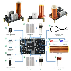 1 Set Mini Tesla Coil Kit 15W Mini Music Tesla Coil Plasma Speaker Tesla Wireless Transmission DC 15-24V DIY Kits