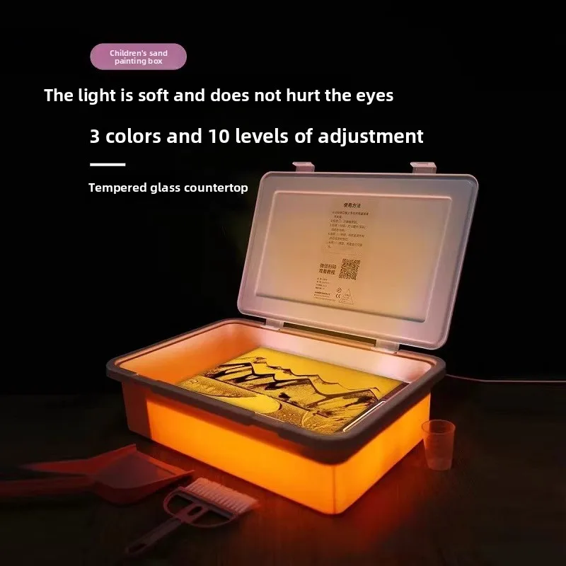 

Sand Painting Box Children's Day Hand Tool Tray Table Color Sand Girl Boy's Birthday Gift Box Machine Table Set