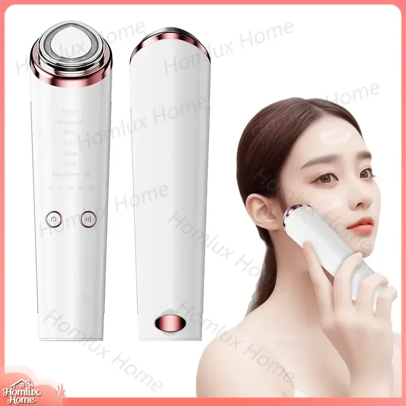 6-in-1 Facial Massager with LED Blue Red Light Therapy for Skin Cleansing Lifting Firming Wrinkle Reduction and Anti