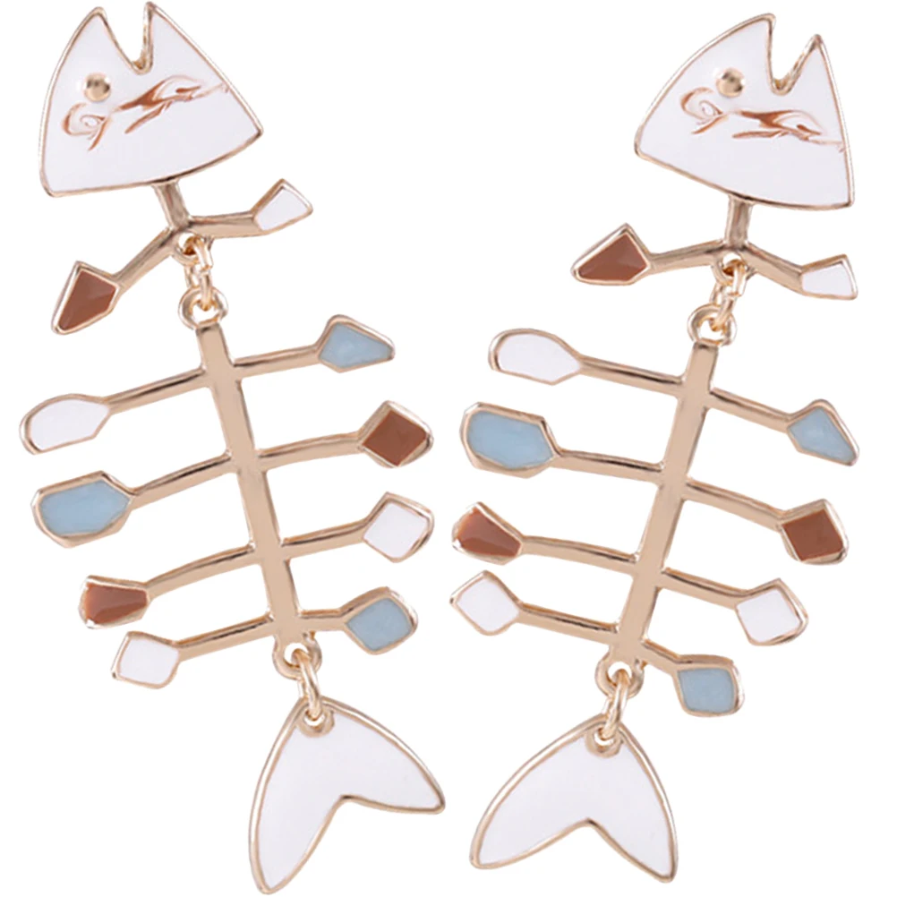 

Fish Bone Pendant Earrings Trendy Alloy Women Ladies Funny Novelty Dangle Quirky Everyday Prom Gifts Bone Jewelry