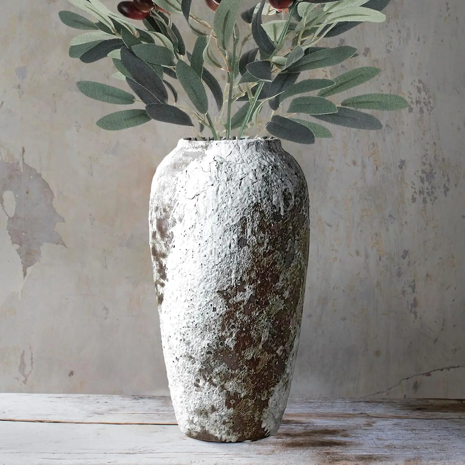 

Rustic Ceramic Flower Vase Farmhouse Pottery Clay Tall Terracotta Floor Vases For Decorative Centerpiece Minimalism Home Decor