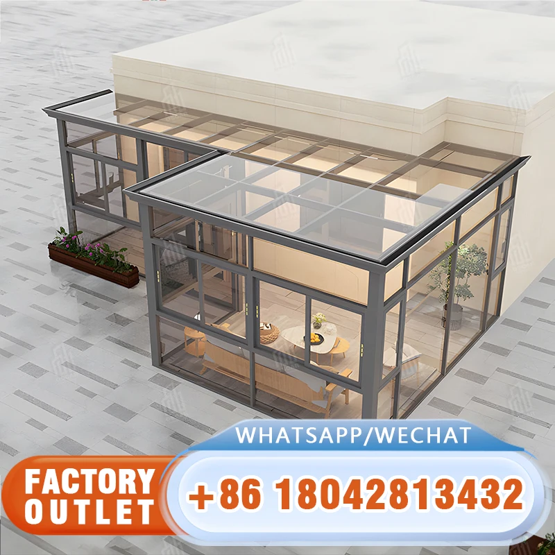 Free Standing Garden House Solarium Sun Room Double Tempered Low E Glass sunrooms Four Season Glass Houses Aluminum sunroom