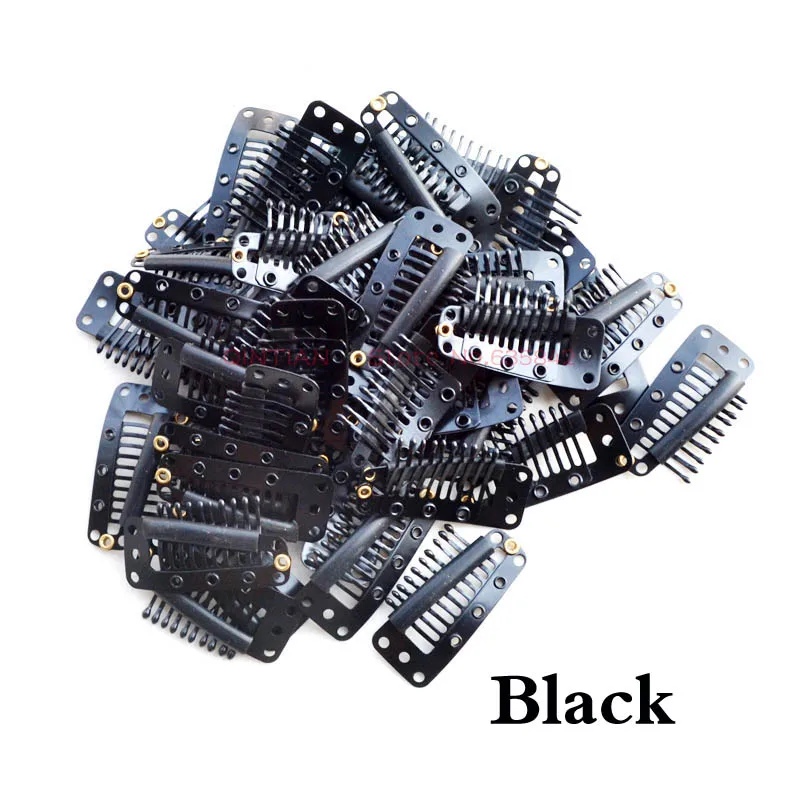 100 Stuks Haarverlenging Clips 3.6 Cm 10 Tanden Druppelvorm Rvs Snap Kammen Voor Pruik Diy Gereedschap Kapsalon gebruik