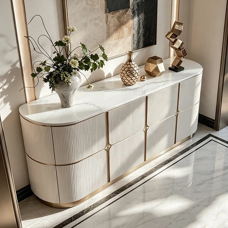 CX light luxury paint dining side cabinet villa high-end feeling gold-painted decorative cabinet