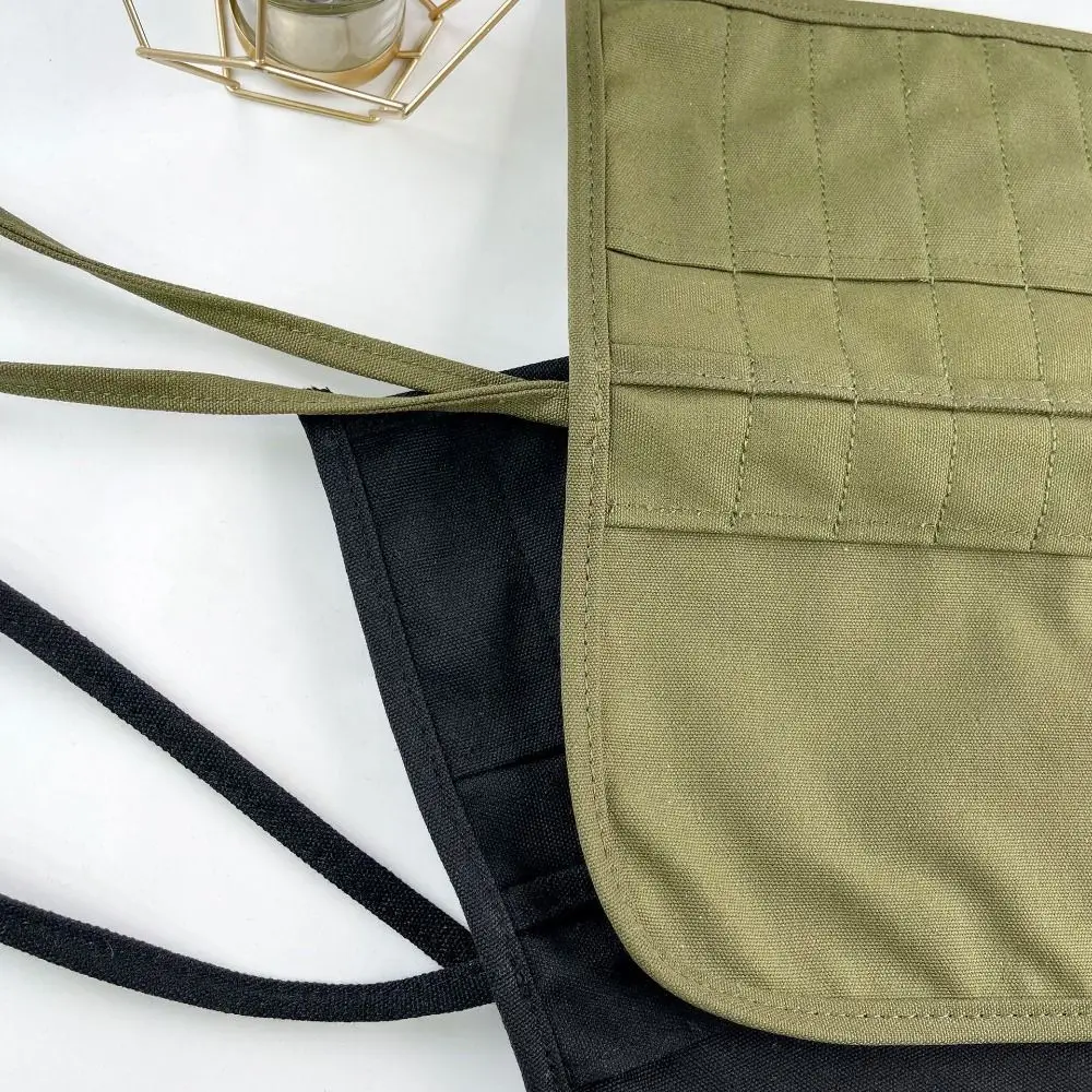 22 Slots Paint Brush Holder Canvas Black/ Dark Green Artist Brush Pouch Separate Pouches Portable Canvas Pencil Case Travel