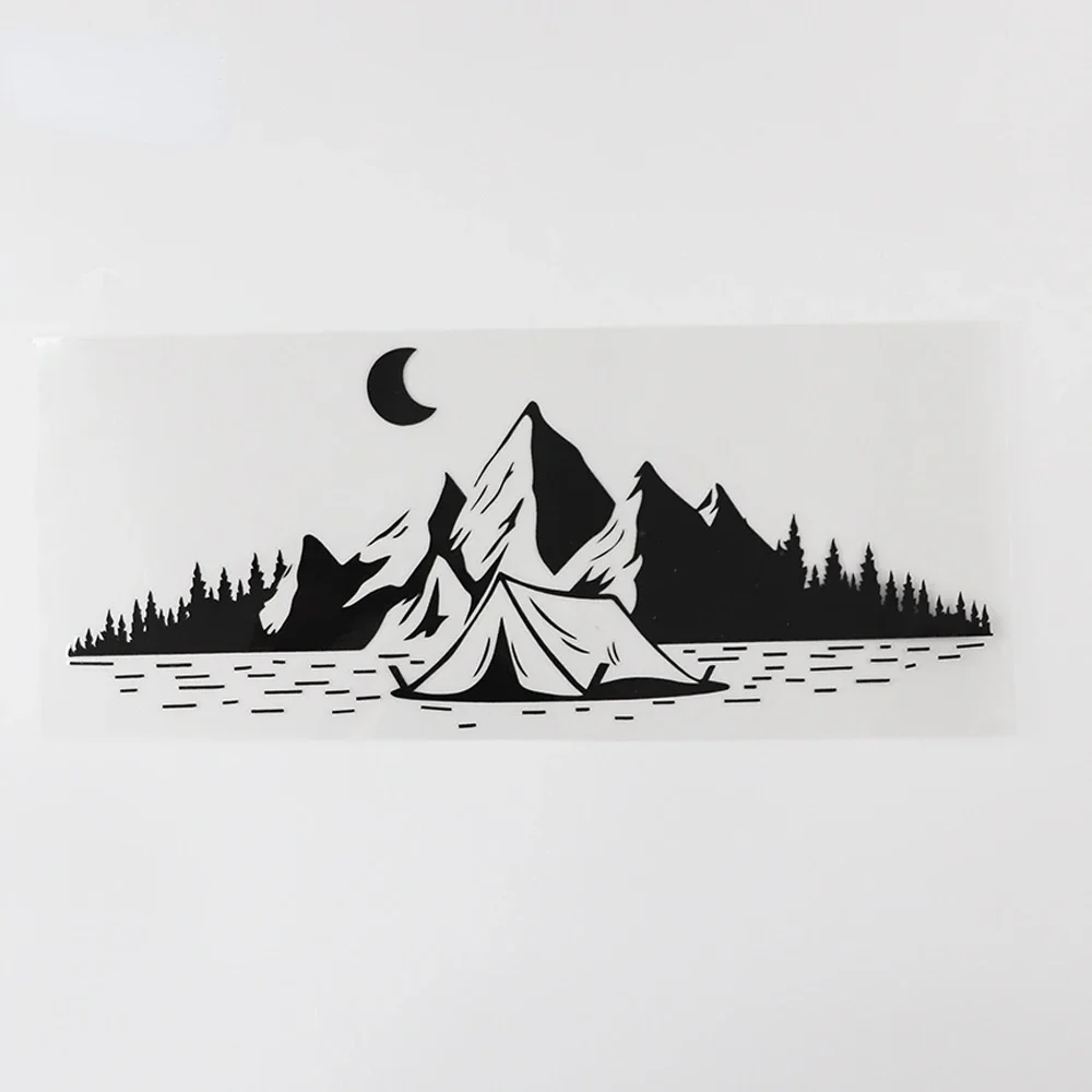 

Personality Car Sticker Camping Travel Mountains Moon Vinyl Decal Waterproof and Sunscreen, Customizable Size