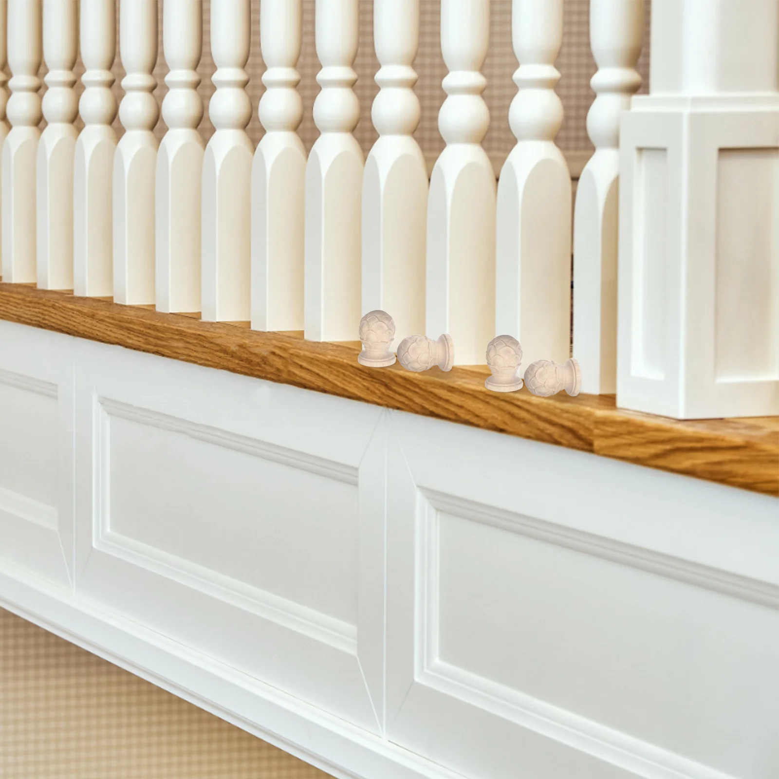 

Wooden Finials For Furniture Diy Crafts Pineapple Design Wood Carved Indoor Home Decor Staircase Curtain Rod Bed Post