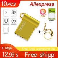 Zsuit 10pcs Free Logo Memory U Disk USB Flash Drive 4GB USB Metal Stick Pendrive 64gb USB Mini Pen Drive 32GB Memory U Disk