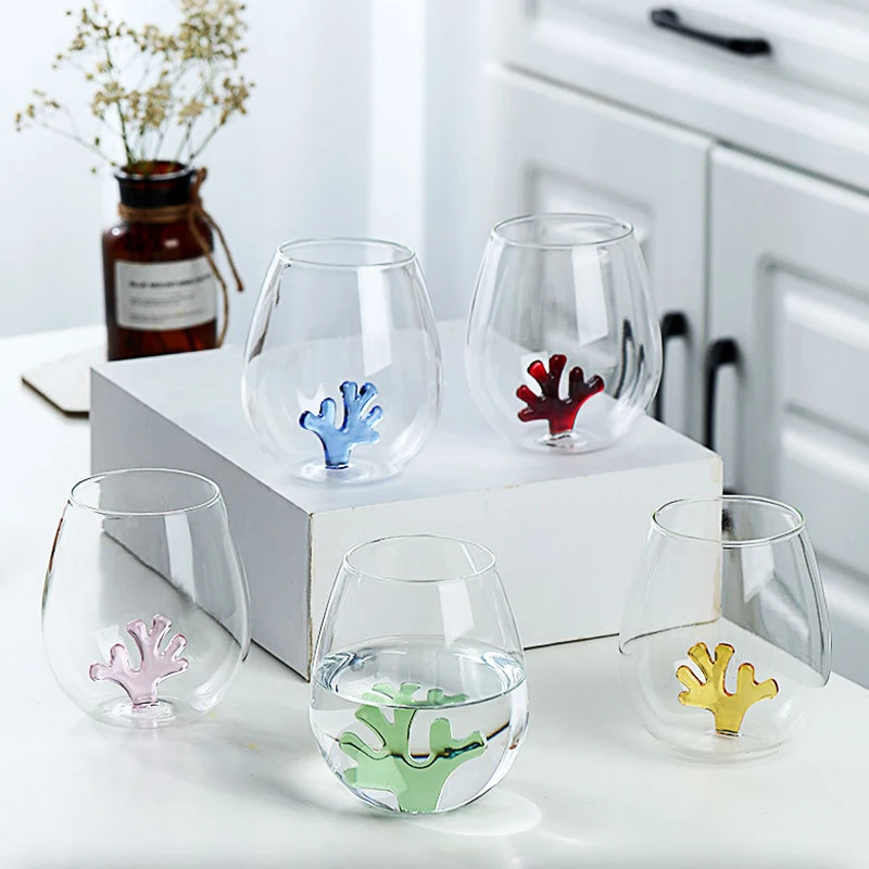 High Borosilicate Glass Simple Household Coral Glass Gift Box Milk Three-dimensional Glass Living Room Coffee Table Decoration