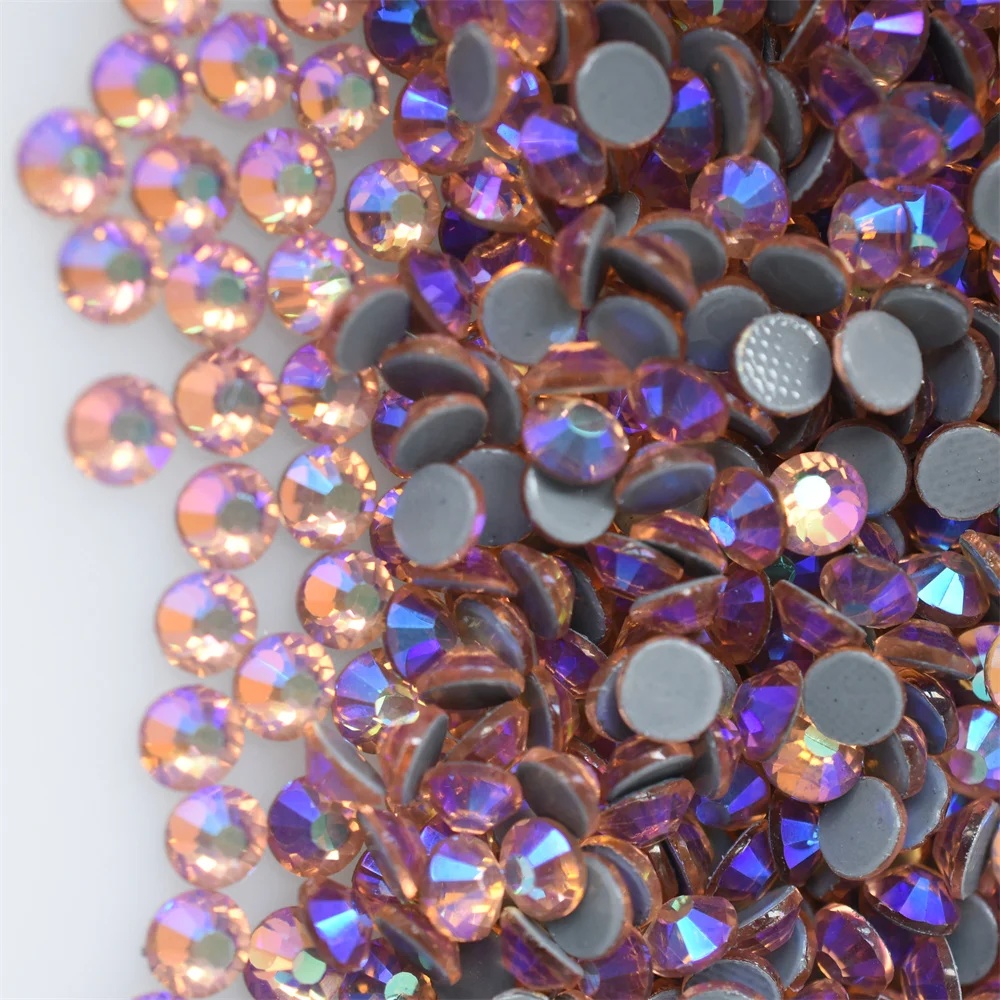 SS4-SS30 Light Peach AB Champange Better DMC Hot Fix Flatback Rhinestones Glass Strass Hotfix Iron on Sewing Fabric Decorations