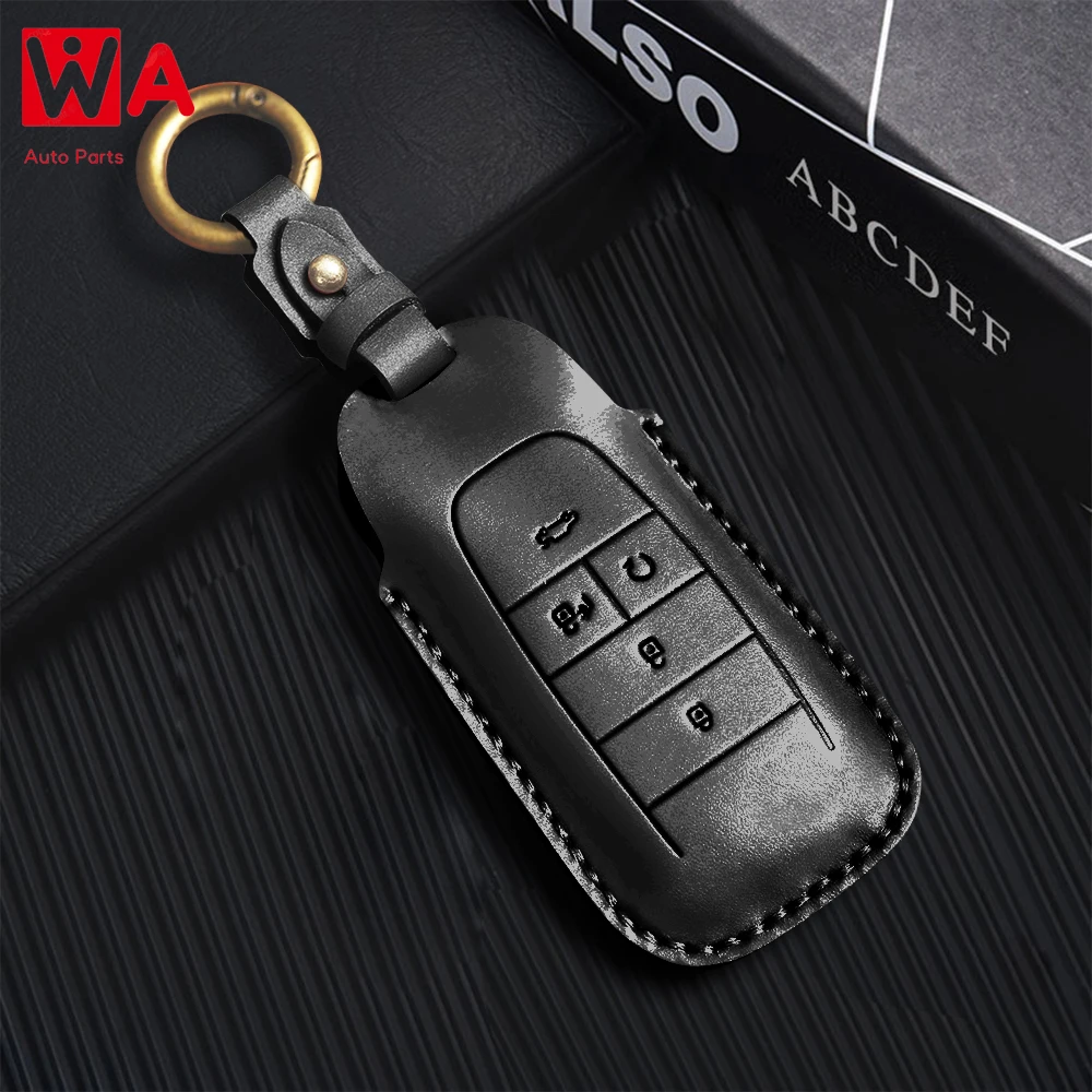 

Leather Car Key Case Cover Shell For GAC Aian 5 Buttons Key Case Aian S Aian V Charm 630 Lx Ia5 Legend Aions Leather Shell